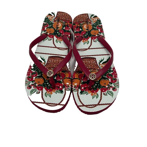 Tory Burch flip-flops red basket fruit 9 - Picture 1 of 5